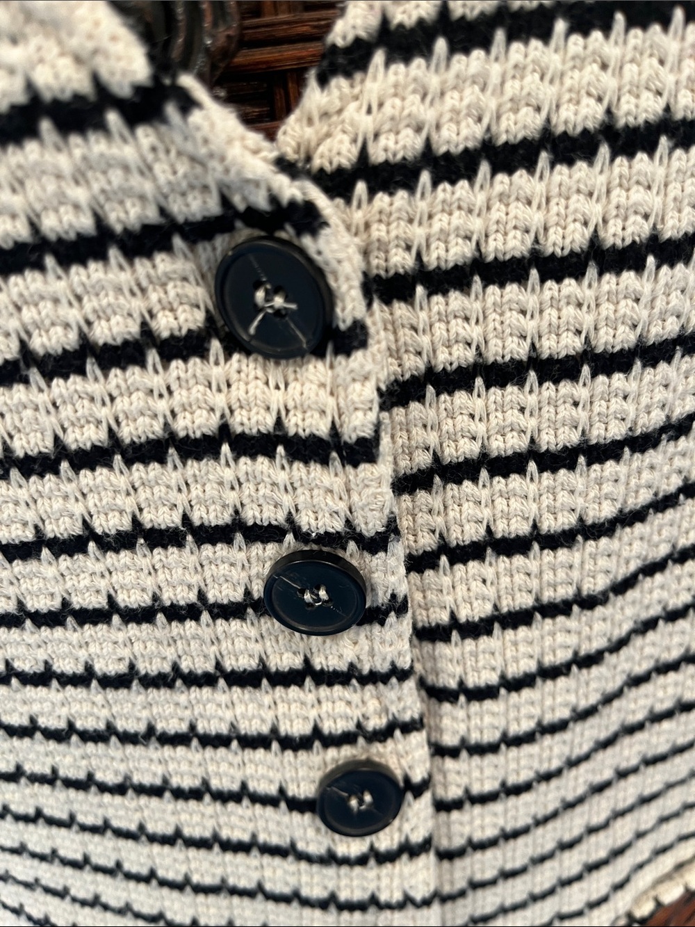 Mango Black and ivory Striped Crochet Vest - Picture 3 of 4